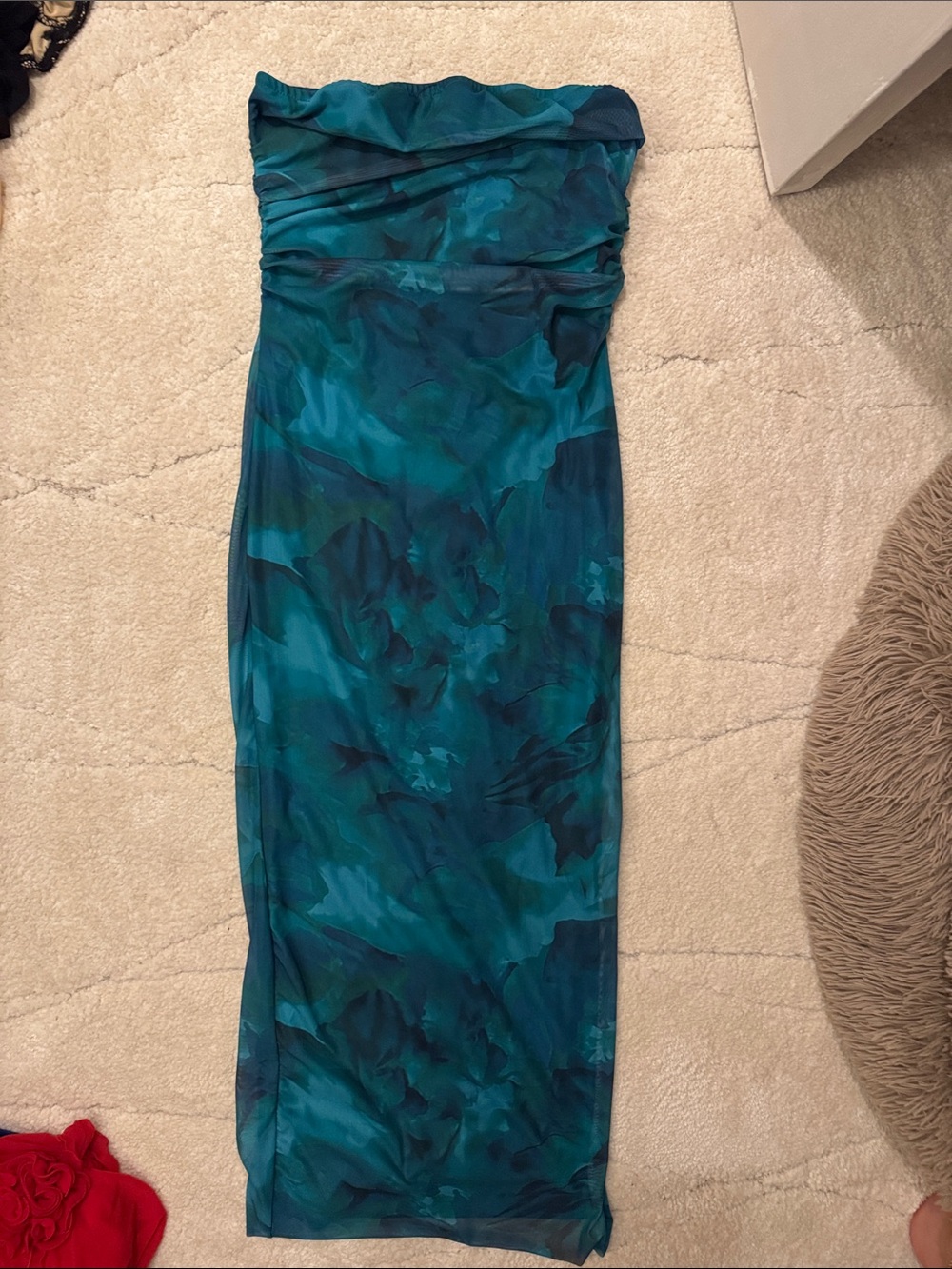 Strapless Teal Marble Maxi Dress - Brand Unspecified